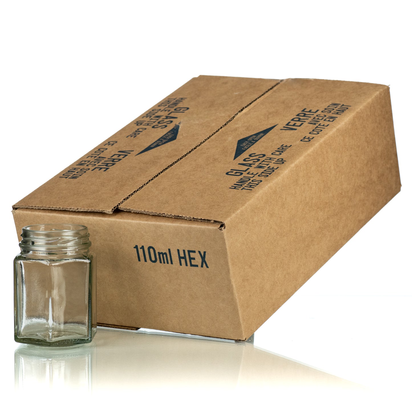 110 ml Glass Hex Jars (Case of 12)