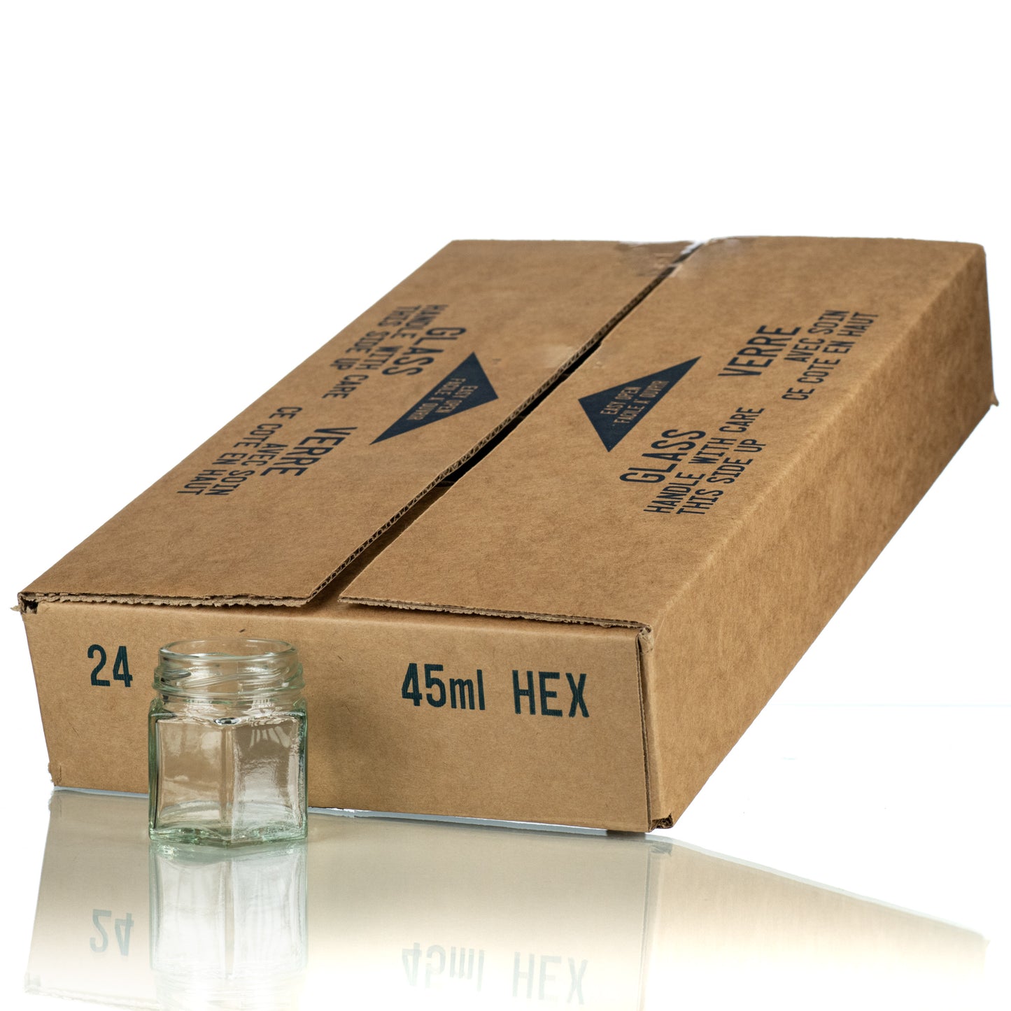 45ml Glass Hex Jars (Case of 24)